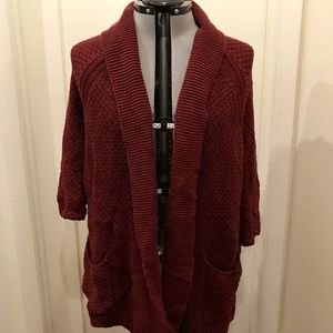 Lucky Brand Womans Burgundy Knit Cardigan Medium